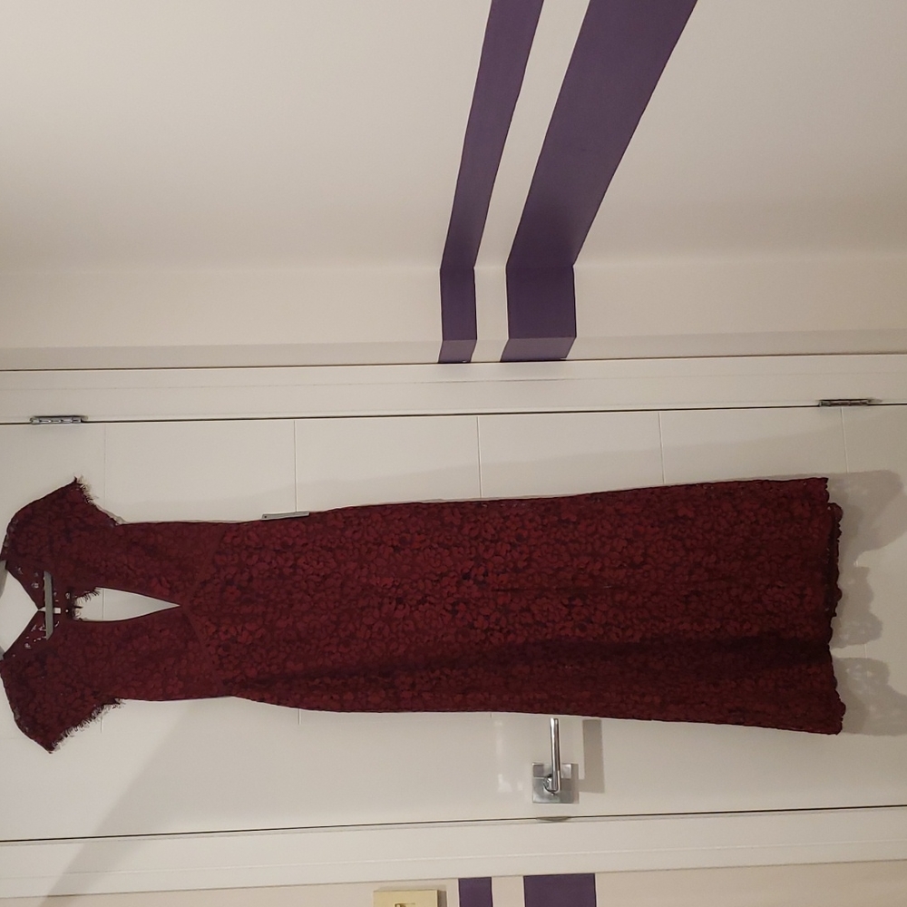 Embroided burgundy maxi dress